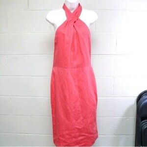 NWT BANANA REPUBLIC criss cross bodice salmon dress sz 8 tall msrp $140